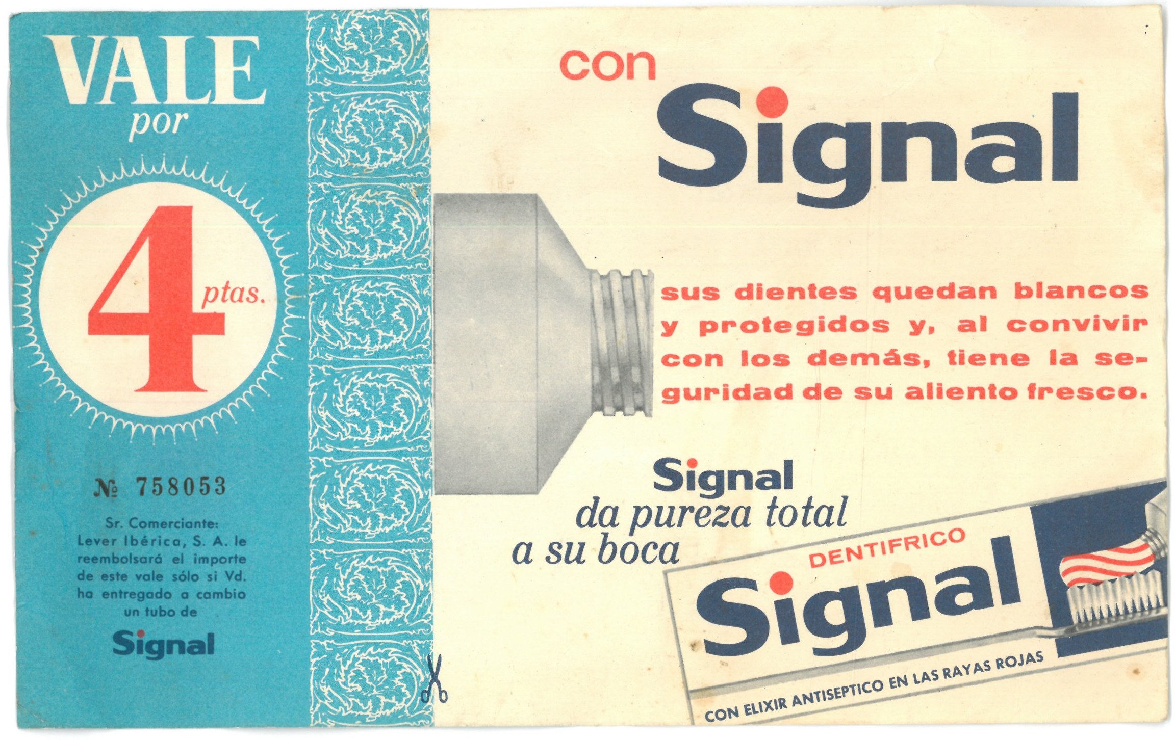 Vale descuento del dentífrico Signal (1964) (2)