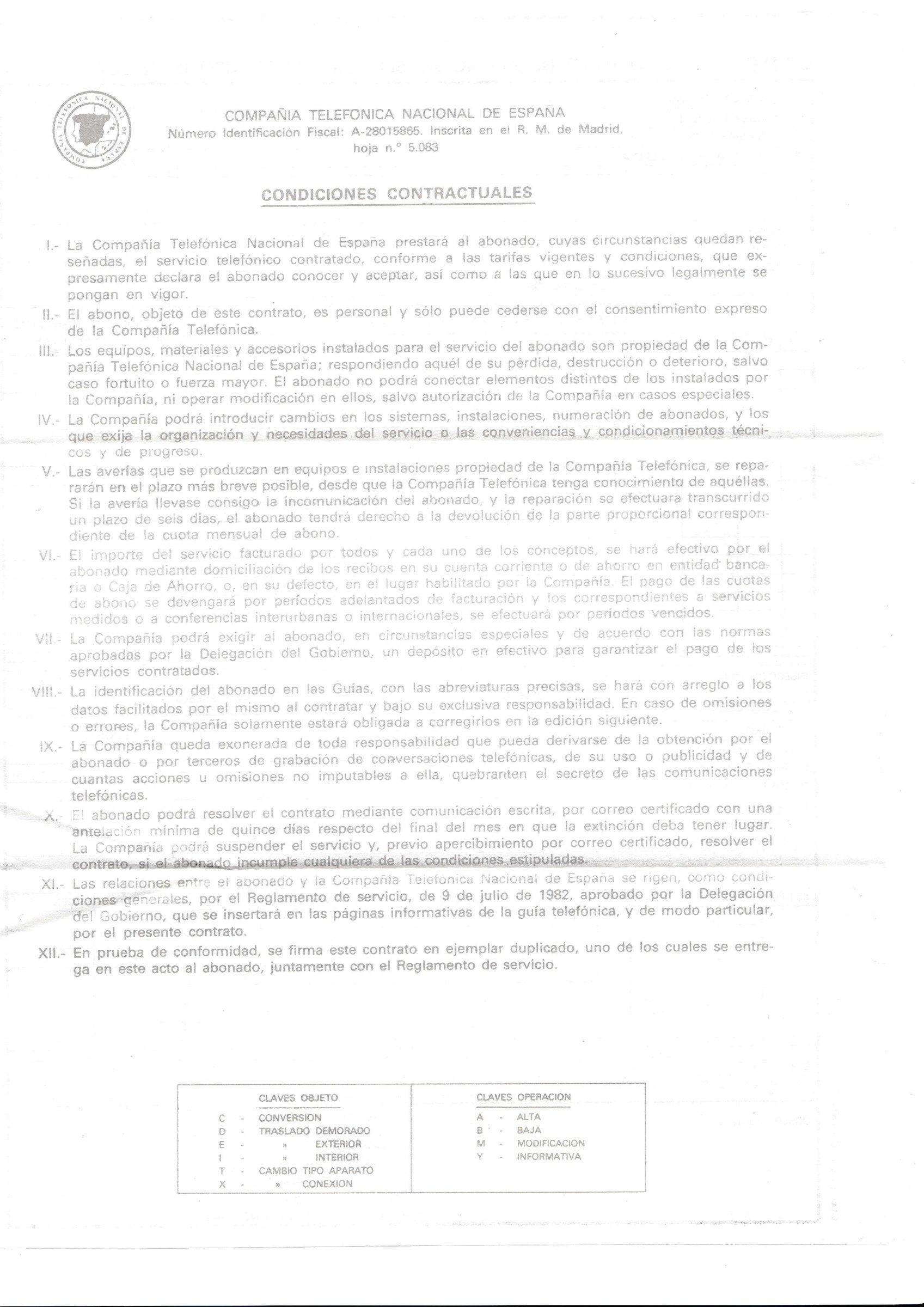 Contrato de abono al servicio telefónico de la CTNE (1985) (2)