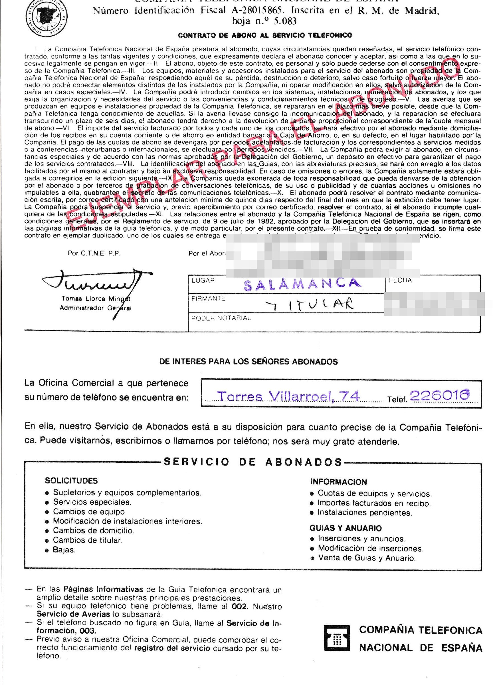 Contrato de abono al servicio telefónico de la CTNE (1985) (3)
