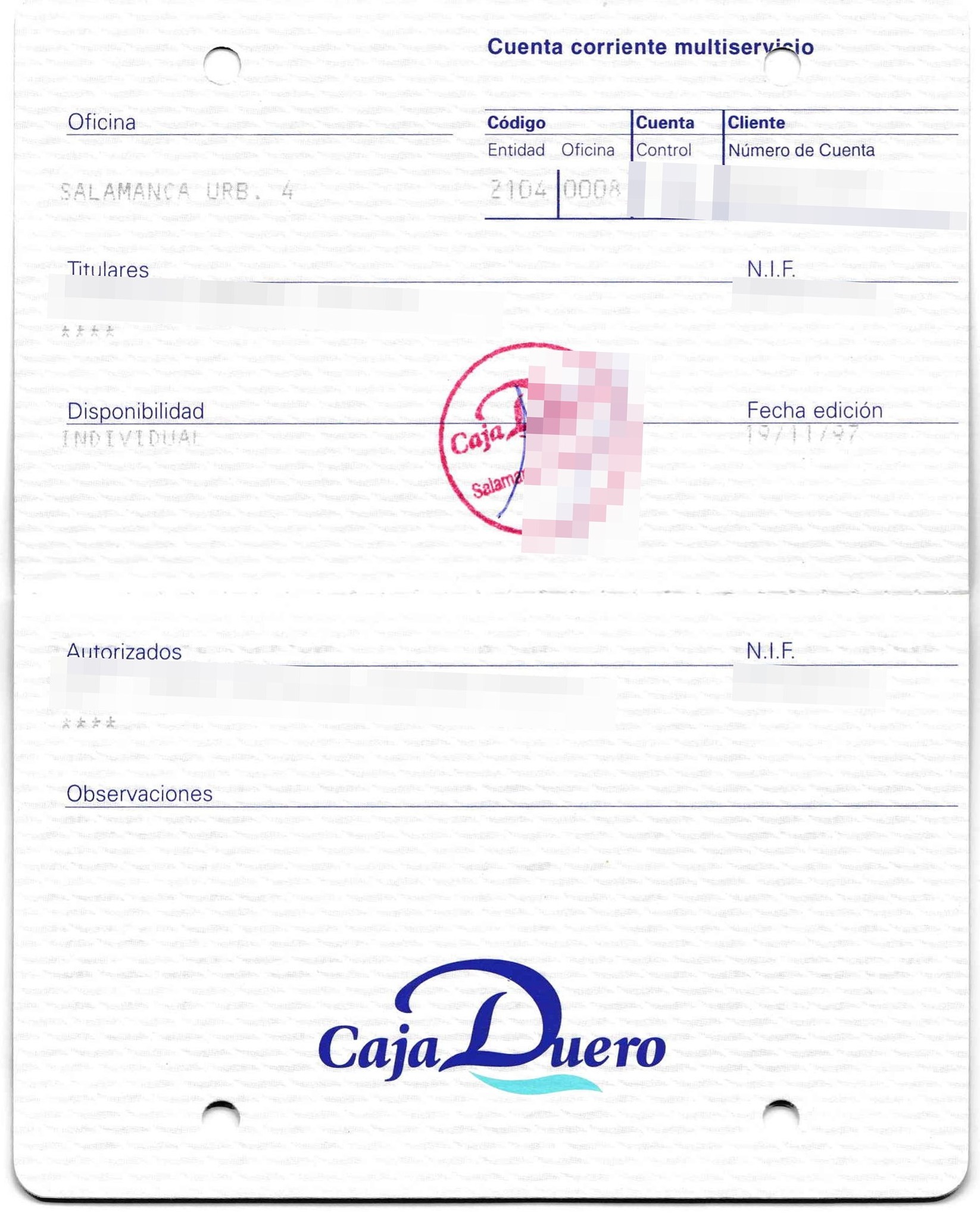 Libreta de Caja Duero (1997) (2)