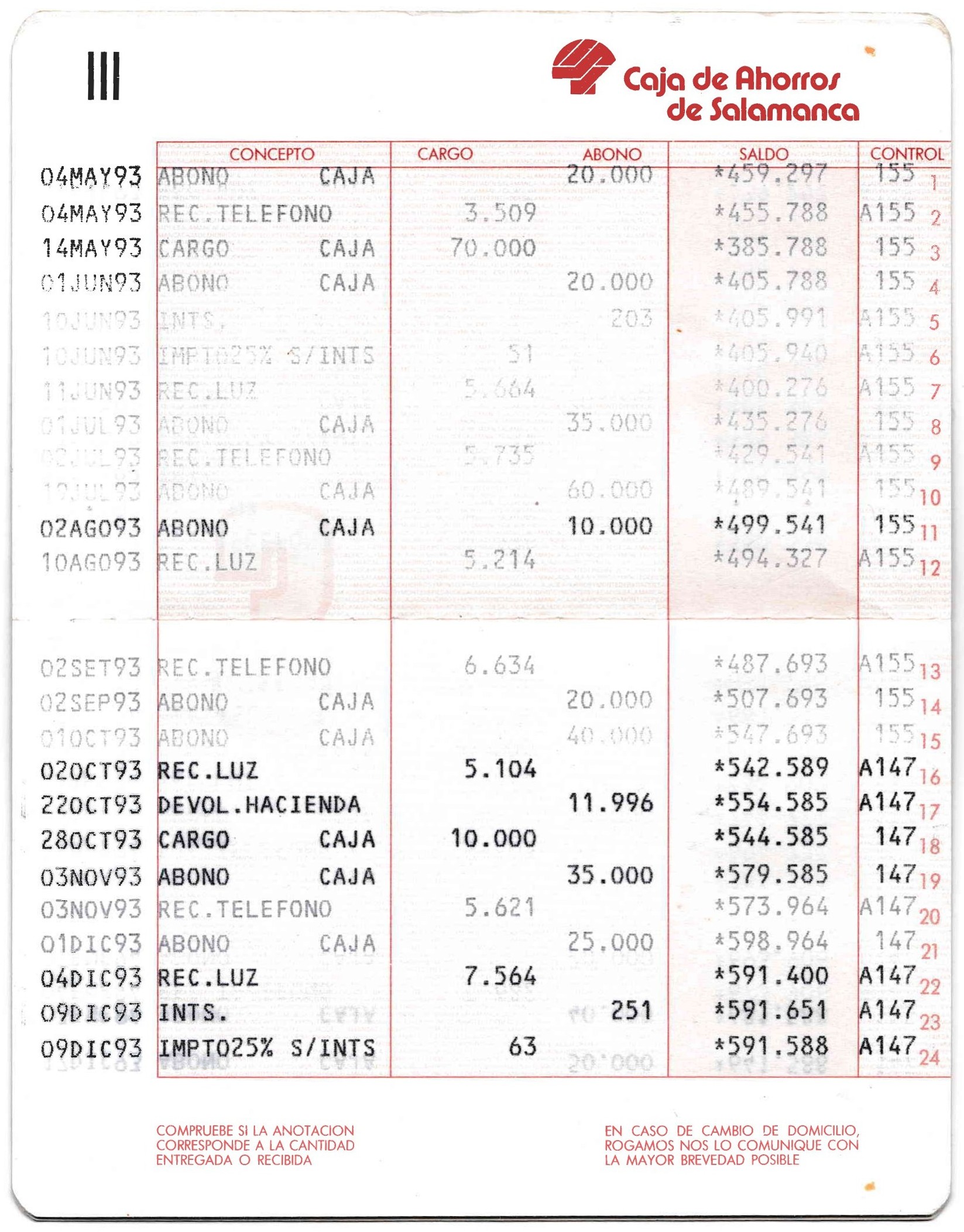 Libreta de la Caja de Ahorros de Salamanca (1991) (3)