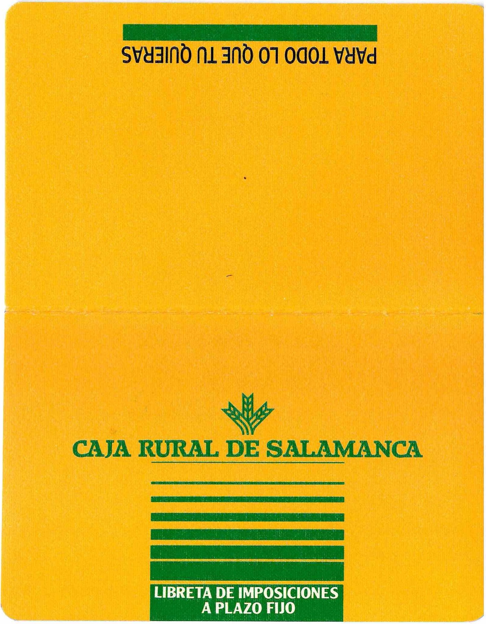 Libreta de imposiciones a plazo fijo de la Caja Rural de Salamanca (1)