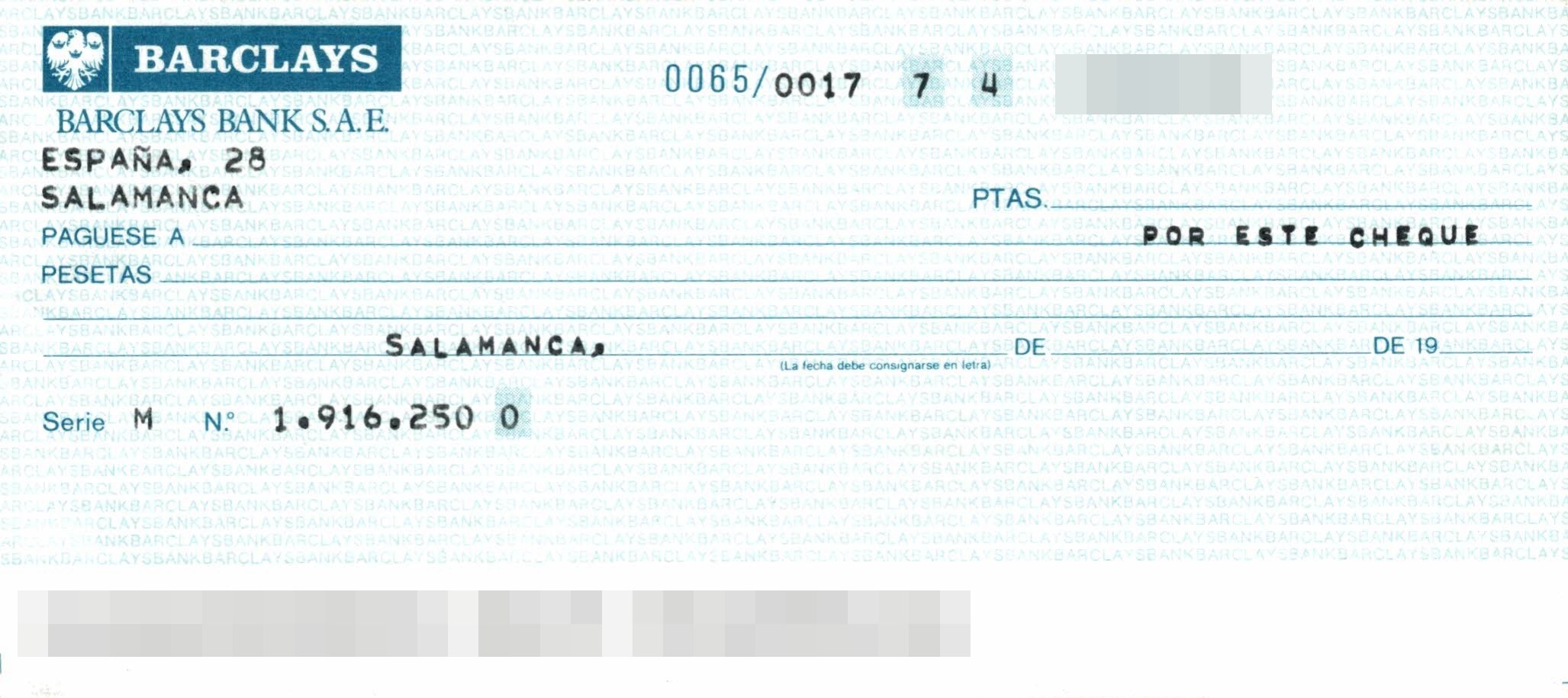 Talonario de cheques de Barclays Bank (3)