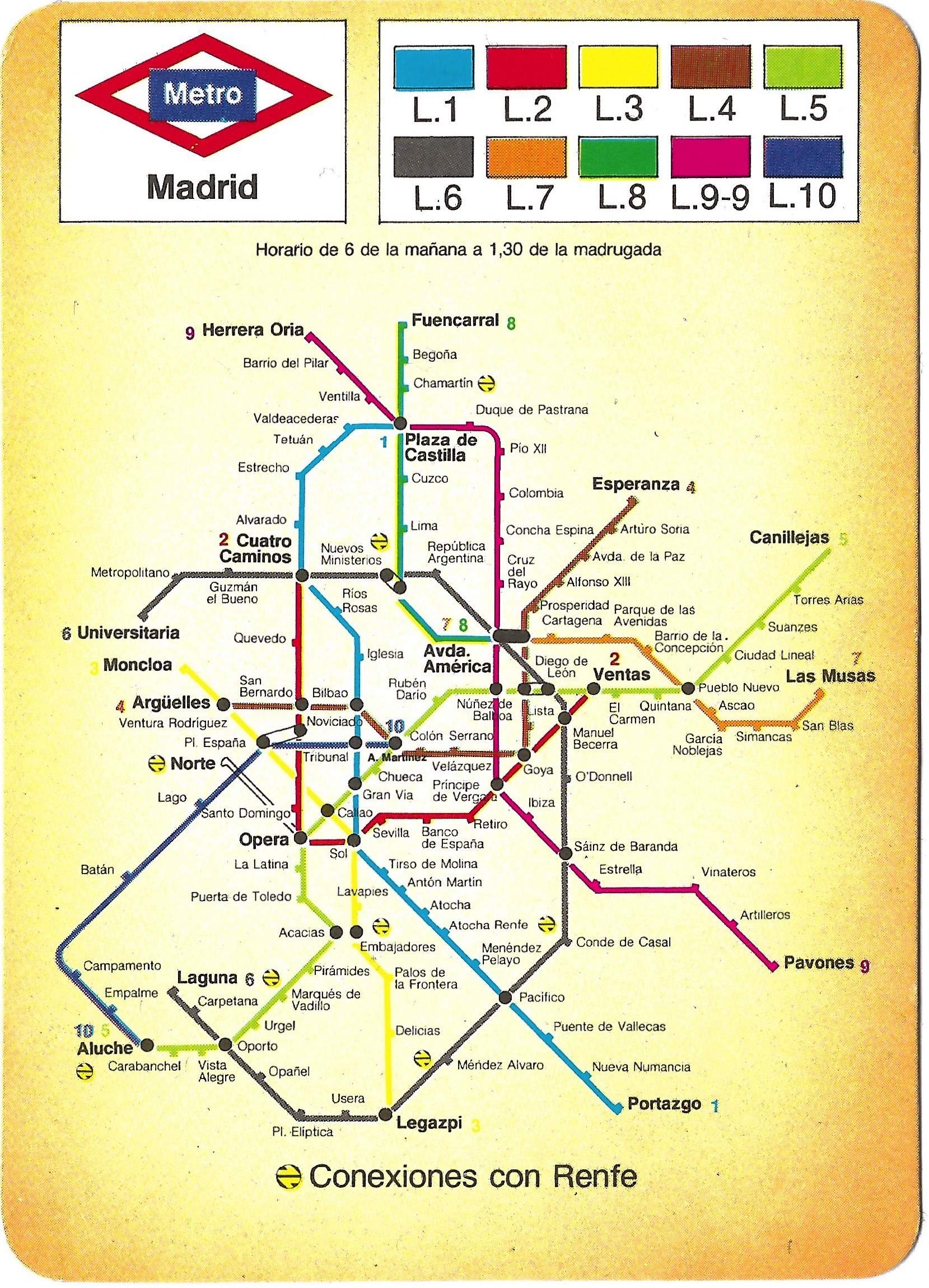 Calendario de bolsillo de Metro de Madrid (1992) (1)