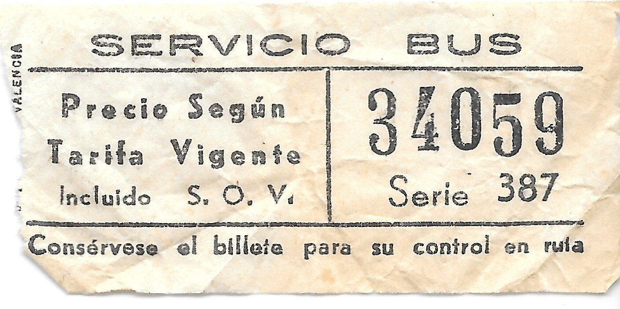 Billete de autobús de ETASA