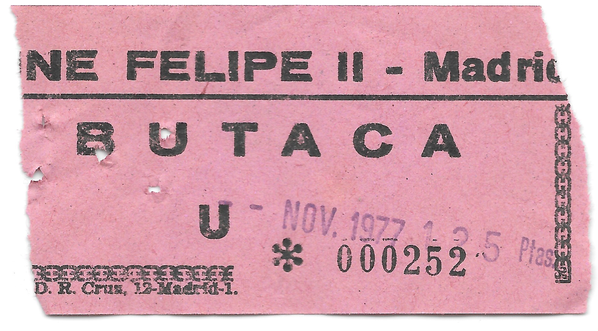 Entrada del cine Felipe II de Madrid (1977)