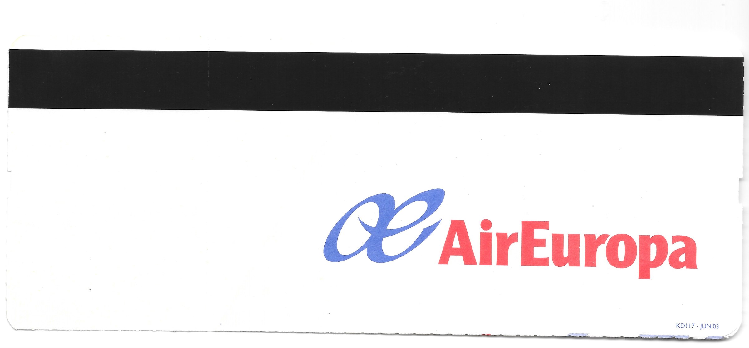 Tarjeta de embarque de Air Europa (2003), reverso